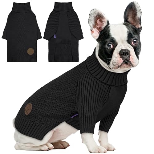 Dog Sweater Long Sleeve Warm Knit Sweaters for Medium Dogs Boy Girl (Black / X-Large)