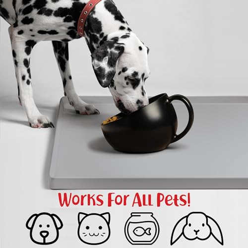 Dog Food Mat Waterproof Dog Bowl Mat for Food and Water (28"L x 18"W / Mist)