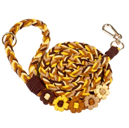 5FT Braided Cotton Rope Leash for Small (Golden Harvest)
