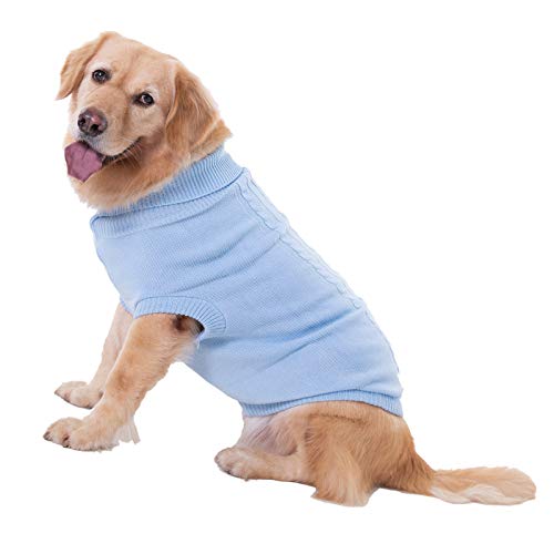 Dog Sweater Soft Warm Turtleneck Knitted Clothes for Small Medium Large Pet (Light Blue / XX-Large)