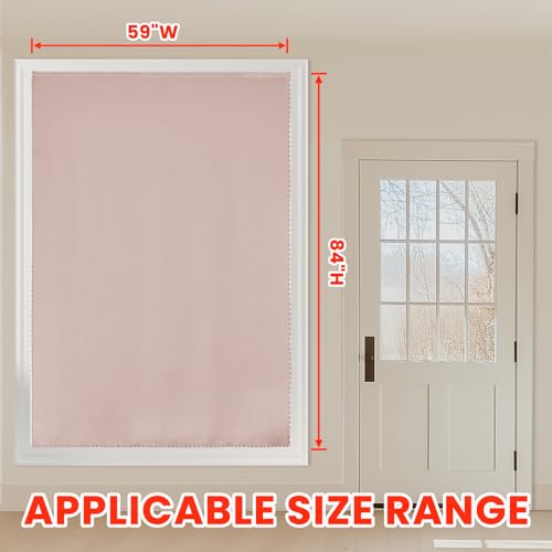 100% Blackout Shades Window Cover Self Adhesive Curtains Sticky Curtain Portable Easy Open Black Out Curtains for Bedroom Living Room No Drilling (Pink/ Thickened / 59"W x 84"L (Pack of 1))