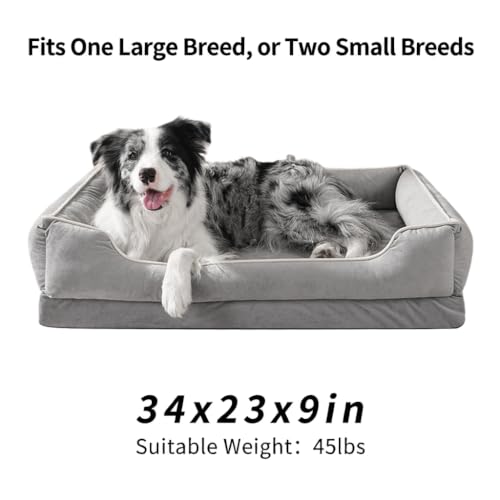 FAIRYPET Orthopedic Dog Bed for Medium to Large Dogs & Cats (grey)