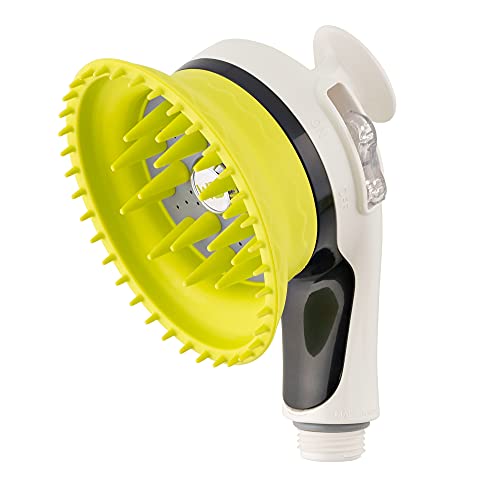 White Handheld Shower Head with Dog Brush and Splash Shield