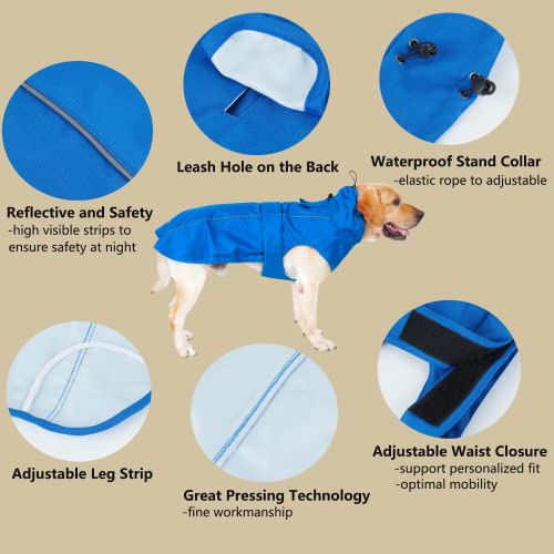 Adjustable Waterproof Dog Raincoat for Dogs (Blue / Medium(13-22lb))