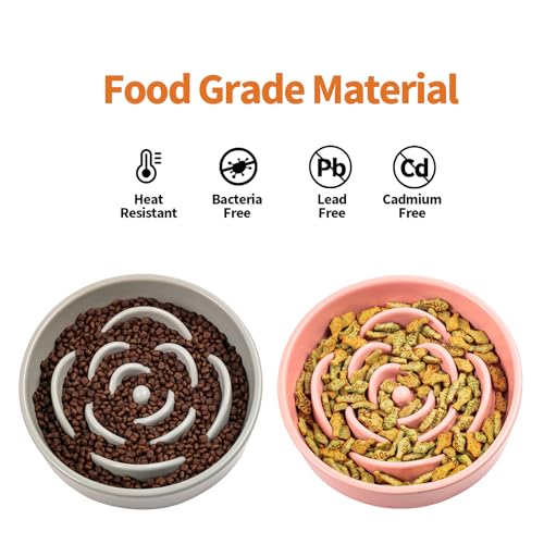 Pink Ceramic Dog Bowl Slow Feeder for Medium and Large Breed (8.26 In Pink Slow Feeder Bowl / Pink)