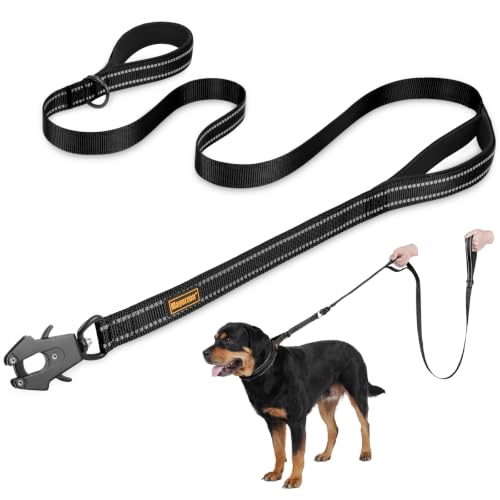 6FT Tactical Heavy Duty Dog Leash No Pull with 2 Padded Handles (Black / 6FT)