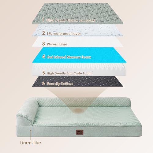 XL Dog Bed Memory Foam for Crate (Greyish Green / 41.0"L x 27.0"W x 6.5"Th)