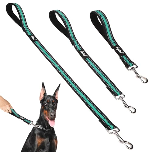 Reflective Short Dog Leashes 3 Pack for Walking and Training (Green / 1FT+1.5FT+2.5FT)