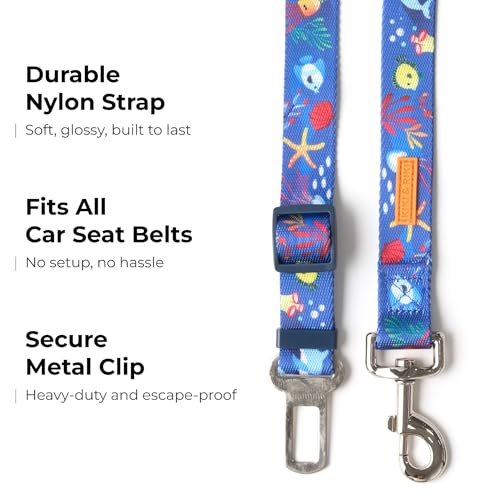 Dog Car Seat Belt (Navy (Ocean Tale))