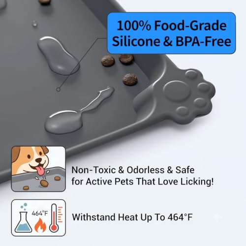 Silicone Pet Feeding Mat (Grey / 22" x 14")