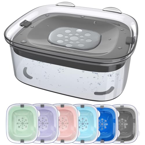 3L No Spill Dog Water Bowl with Slow Drinking Disk (Gray)