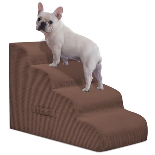 4 Step Dog Stairs Pet Ramp for High Beds (Coffee / 4-Step 20"H)