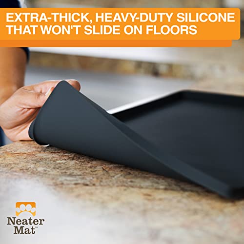 Neater Mat Pet Mats for Food and Water (24"L x 16"W / Midnight Black)
