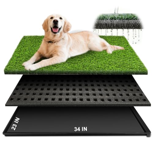 Dog Grass Pad with Tray (34''×23'' (3-Layer Potty System))