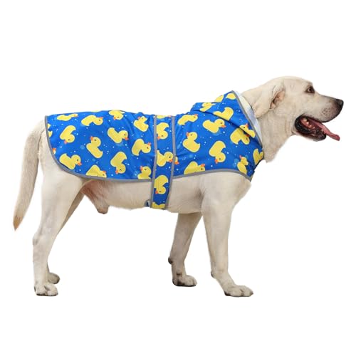 Dog Raincoat Waterproof Dog Rain Jacket with Hood (Blue Duck / XX-Large)
