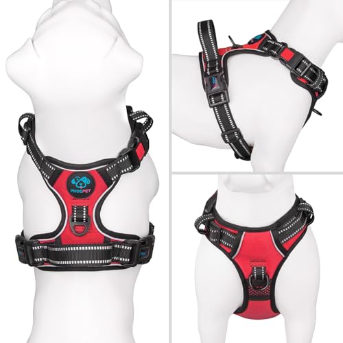 Reflective Dog Harness Large Breed Adjustable No Pull Vest (Extra Large / Red)