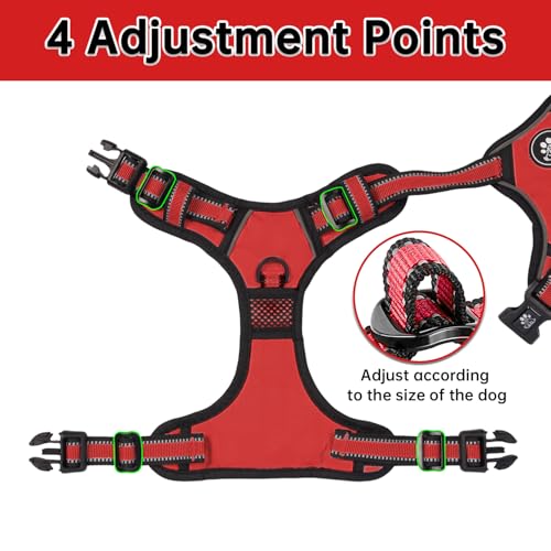 Reflective Dog Harness for Large Dogs (Red / Large)