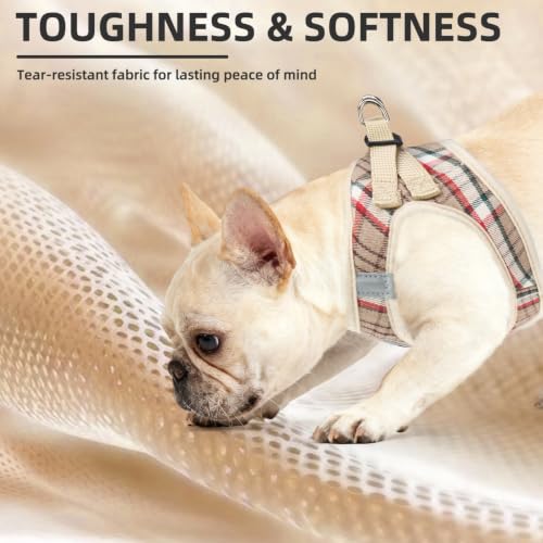 Dog Harness Collar and Leash Set No Pull for Small Medium Sized (Khaki / S (CHEST 14.5"-16"))