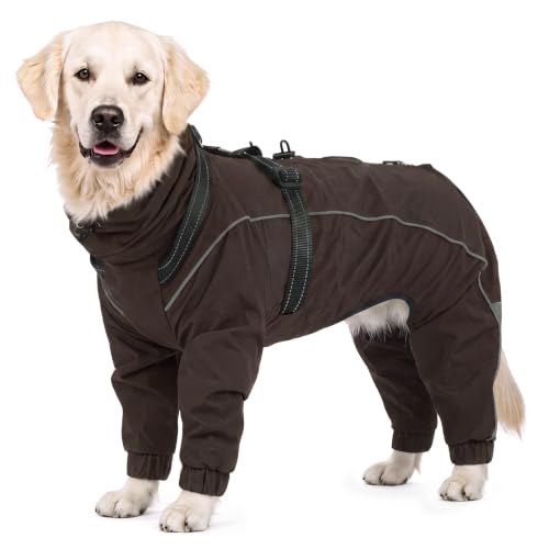 Dog Raincoat Hooded Full Body Coverage (Brown / XXX-Large(Chest:42.52"))