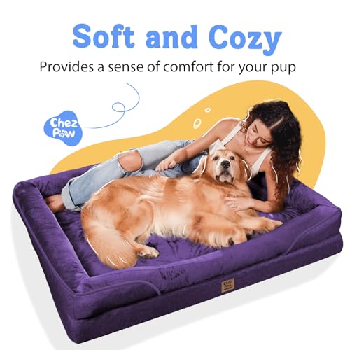 Orthopedic Waterproof Dog Bed for Medium and Large Dogs (Deep Purple / 36"L x 27"W x 7"Th)