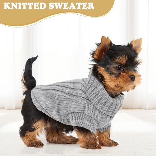 2 Pack Dog Sweater for Small Dogs (X-Small / Brown+Grey)