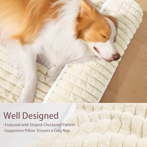 Orthopedic Medium Dog Bed Pillow Pet Sofa Bed 30''X20'' Ivory (Ivory / 30"L x 20"W x 3.5"Th)