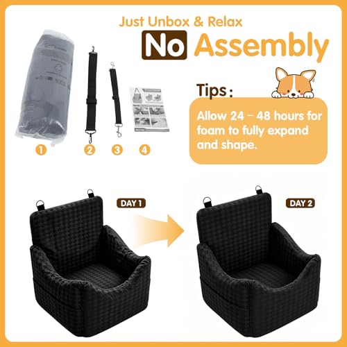 Dog Car Seat for Small Medium Dogs Under 35lbs (Black)