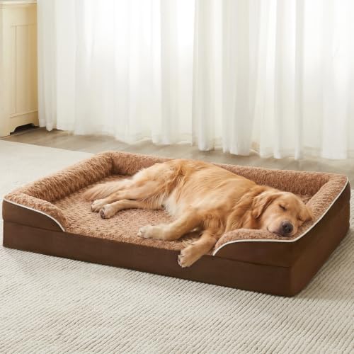 Orthopedic Washable XXL Dog Bed for Senior Dog Cozy Sleep (48.0"l X 36.0"w X 7.0"th / Light Brown)