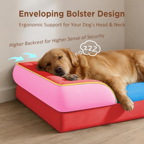 Orthopedic Dog Bed for Extra Large Dogs with Bolster (42.0"L x 30.0"W x 8.5"Th / Los Angeles)