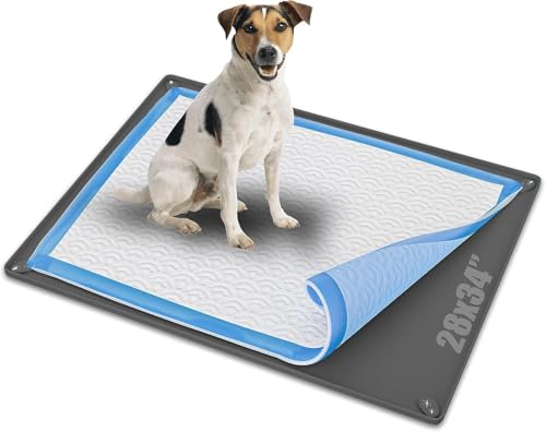 Dog Pee Pad Holder Tray Fits for 28” x 34” Pee Pads (28 x 34 Inches / Gray)