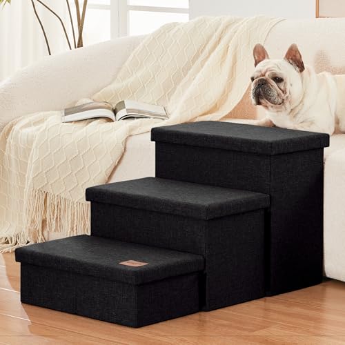 Dog Stairs for High Bed (Black / 29.5" X 17" X 17.7" H)
