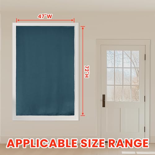 100% Window Blinds Blackout Portable Blackout Curtains Adhesive Curtains for Living Room No Drilling (Navy Blue/ Thickened / 47"W x 72"L (Pack of 1))
