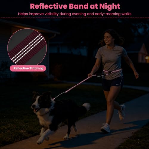 Hands Free Double Dog Leash (Bright Pink)