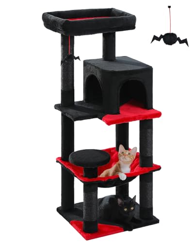 45.7" Gothic Cat Tree with Hammock (Black / 45.7in)
