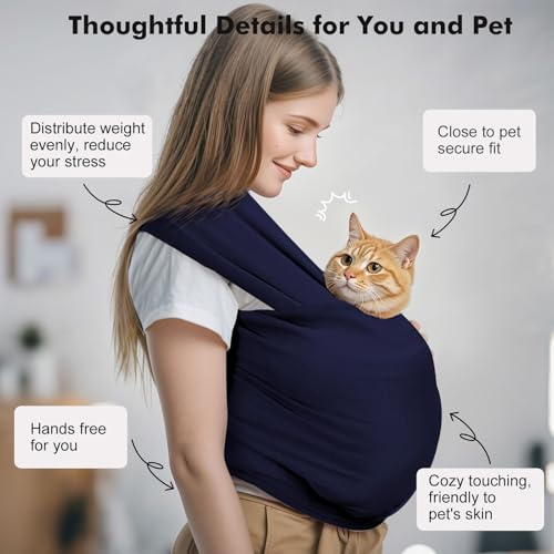Pet Sling Carrier for Small Dogs and Cats (A-Navy Blue)