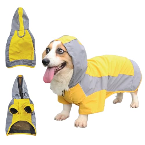 Dog Raincoat Water Resistant (Yellow / Large)