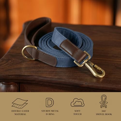 PU Leather Dog Leash for Large Dogs (Blue / 1"x 6FT)