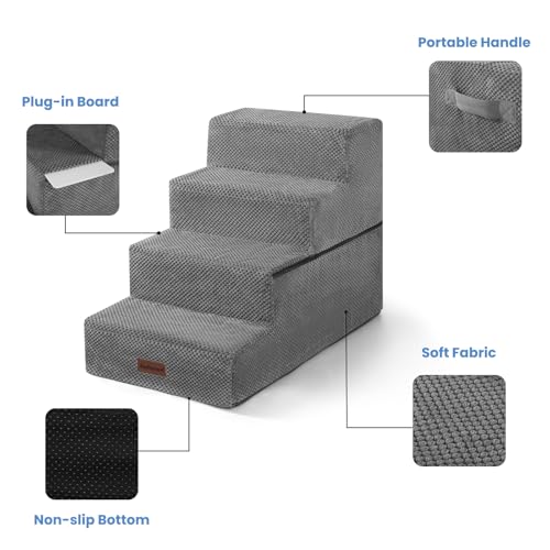 Dog Steps for Bed & Couch (Grey / 4-Step 18.5" H)