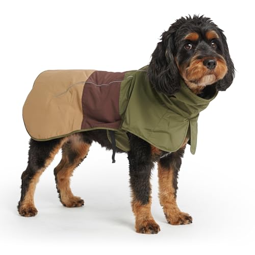 Dog Raincoat Waterproof Rain Jacket w (Green Brown Tan / XX-Large)