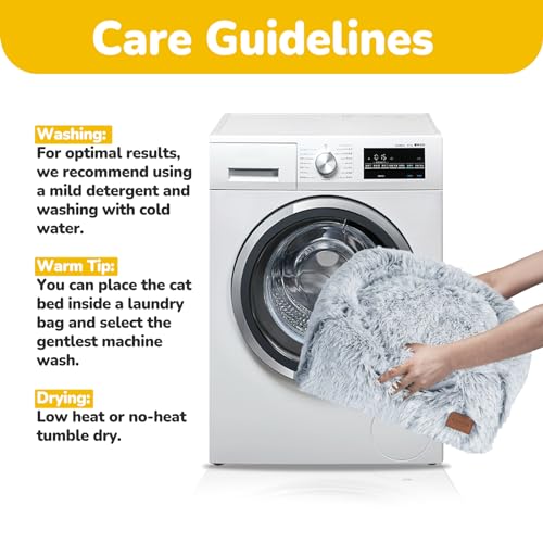 Cat Beds for Indoor Cats 2 in 1 Cat Bed Cave Machine Washable Fluffy Cat Cave Bed Foldable Non (Gray / L(17.7 x 17.7 x 17.7 Inch))