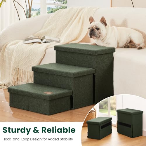 Dog Stairs for High Bed (Dark Green / 29.5" X 17" X 17.7" H)