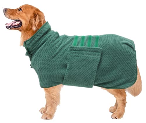 Dog Bathrobe Towel Dog Drying Coat (XXX-Large / Green(Pineapple grid))