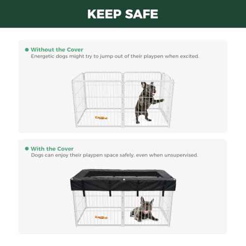Homeplus Indoor Dog Playpen with Mesh Top Cover (White / 24"H)
