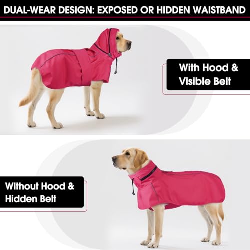 Dog Raincoat Waterproof Dog Rain Jacket with Hood (Pink / Medium)