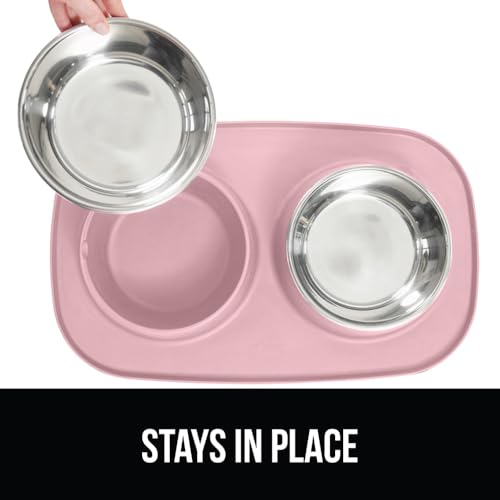 Dog Bowl Set with Feeding Mat (Light Pink / 1 Cup Bowls)