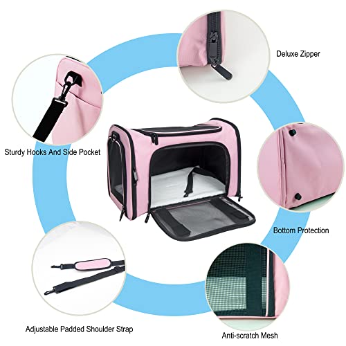 Soft Sided Carrier for Small Medium Cats Dogs (20.0"L x 13.0"W x 13.0"H / Pink)