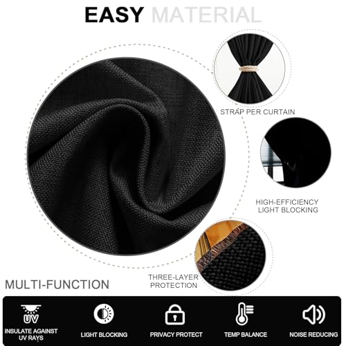 100% Blackout Stick on Curtains (Black / 35"W x 72"H)