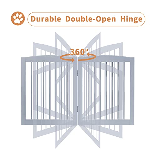Freestanding Pet Gate for Dogs (24" Height-4 Panel / Gray)