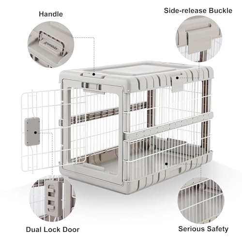28" L Collapsible Dog Crate for Dogs (Beige / 27.95 x 18.9 x 21.65 in)