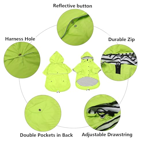 Dog Zip Up Raincoat with Reflective Buttons (XX-Large / Light Green)